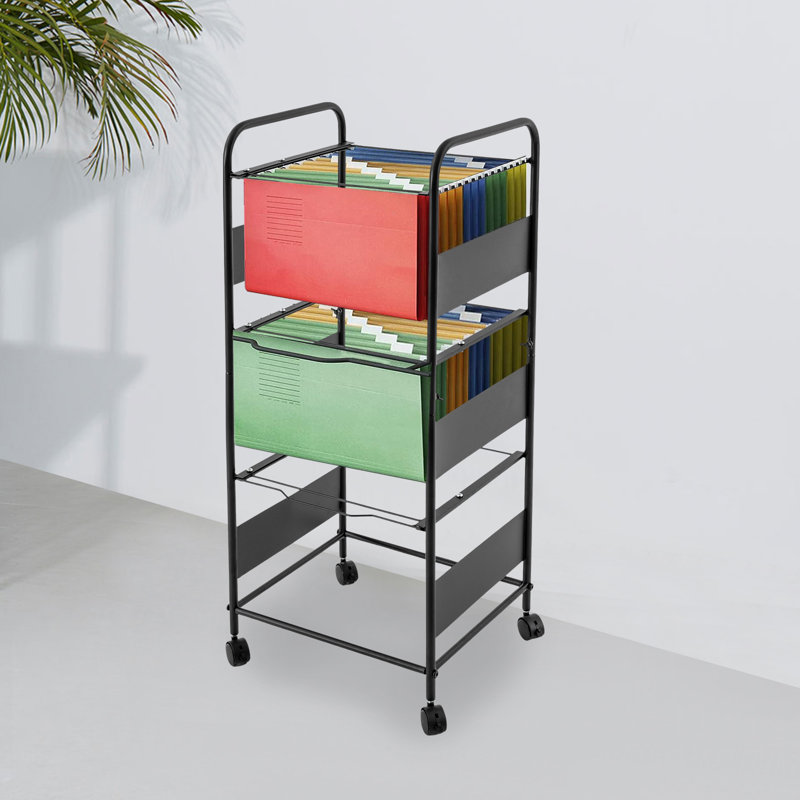 35.7'' H x 16.1'' W File Cart with Wheels, Black