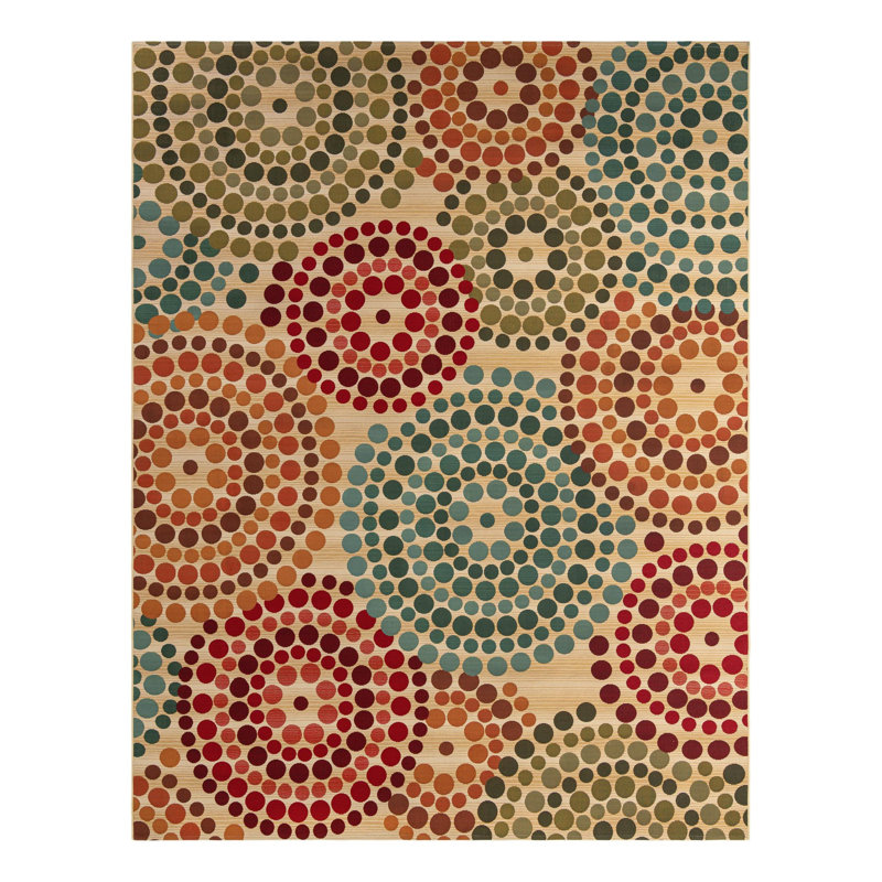 Deweese Geometric Green/Beige/Red/Turquoise Indoor / Outdoor Area Rug, Rectangle 9' x 12'