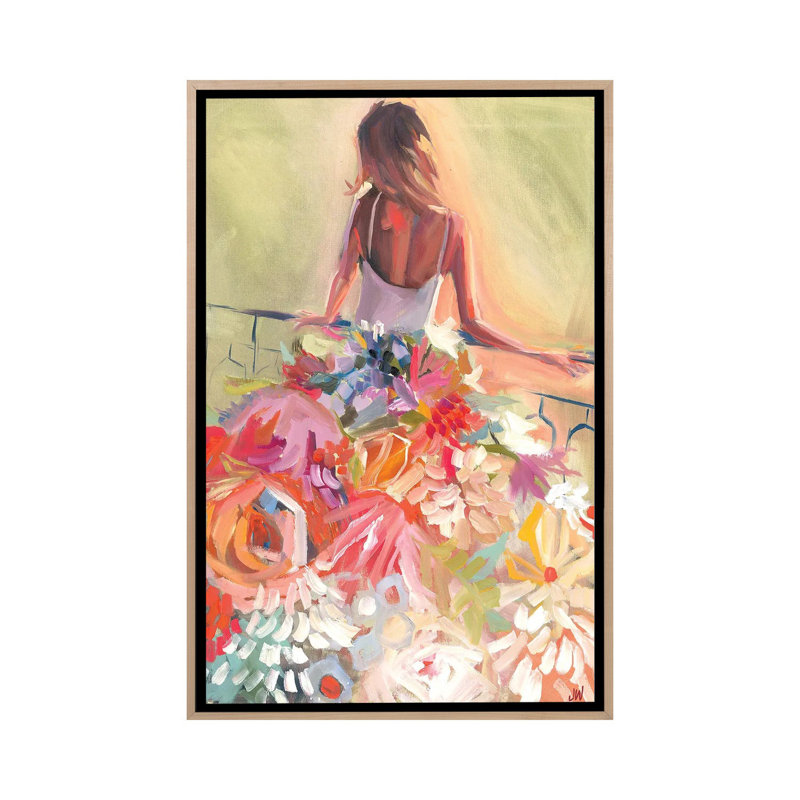 Fleur, reproduction d'art sur toile encadrée, H 40 po x l 26 po, Beige