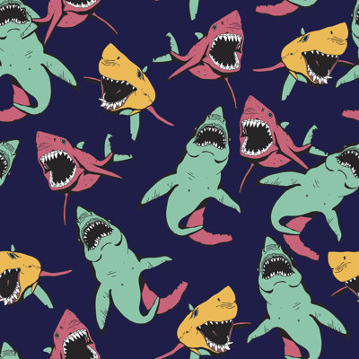 Angry Shark Collage by Tom-iurchenko - Wrapped Canvas Print