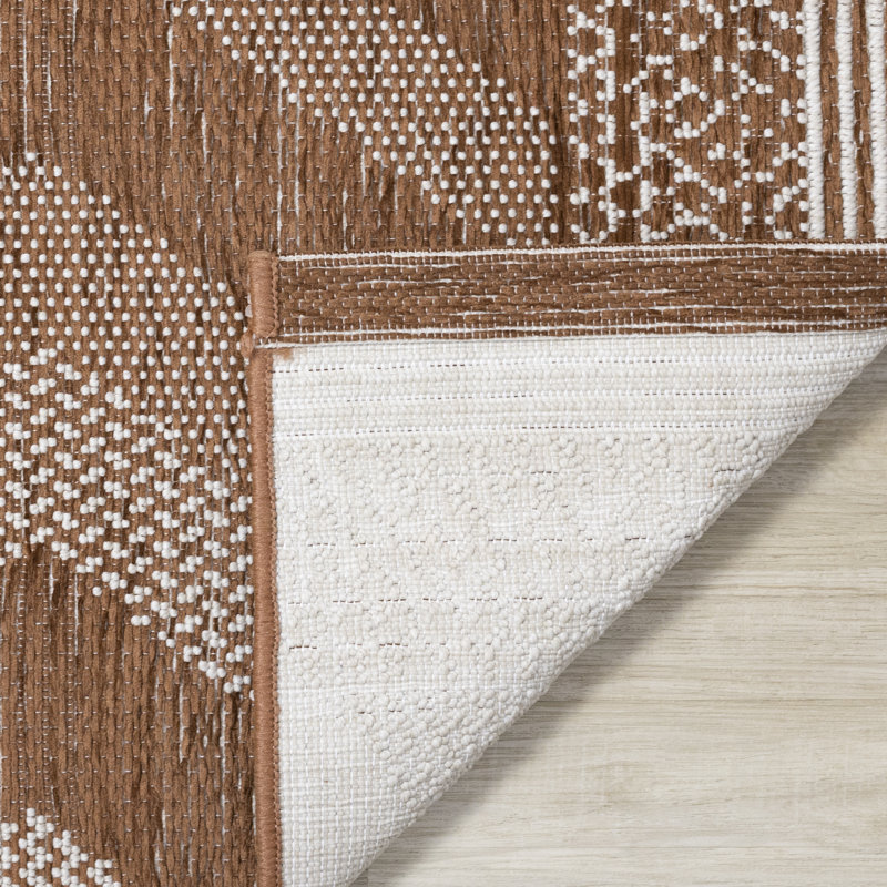 Tapis de salon orange en polypropylène résistant aux taches, Rectangle 7 pi 10 po x 10 pi 10 po