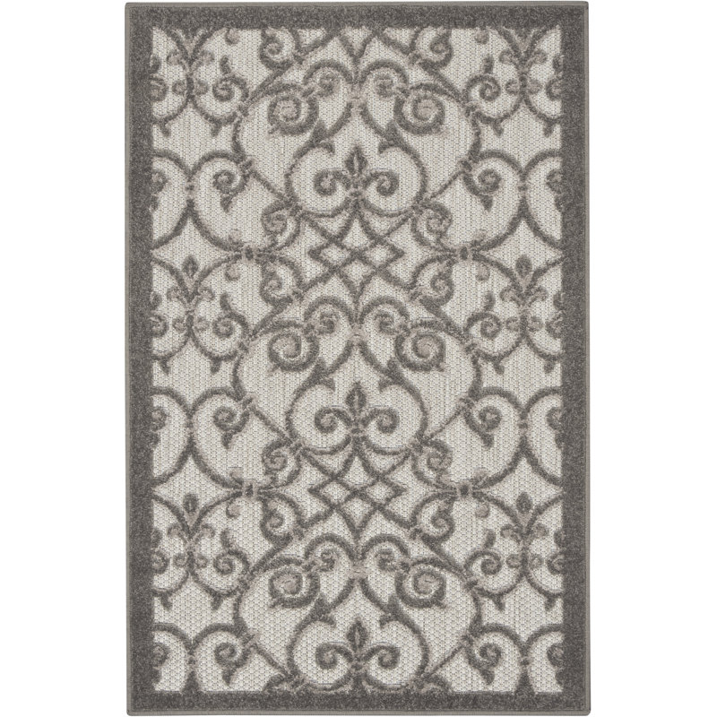 Grey and Charcoal Flat Woven Indoor/Outdoor Rug