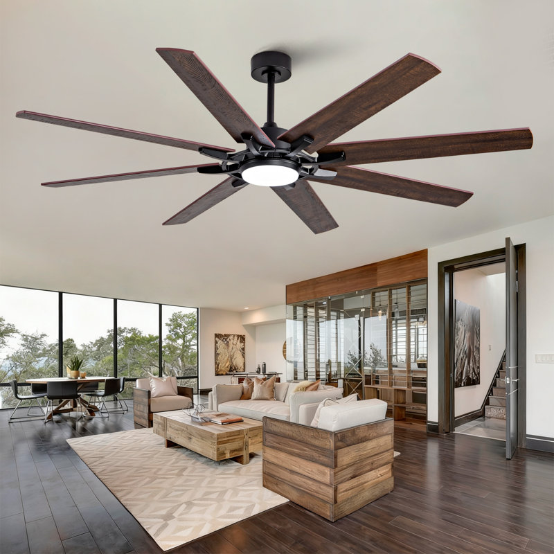 Ventilateur de plafond à 8 pales, grand format, avec lumière DEL et télécommande, 72 in, Style 4 - Extérieur - Avec lumière