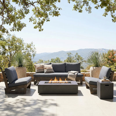 Louise Modern Outdoor Acacia Wood Conversation Set With Cushions