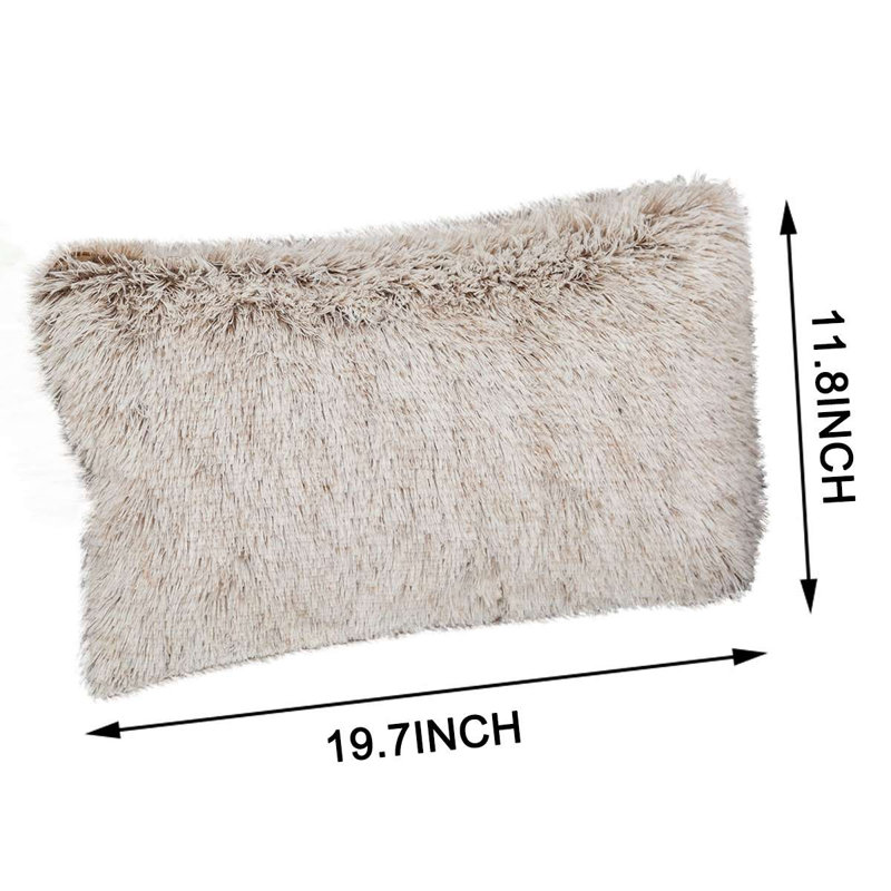 Housse de coussin en fausse fourrure , Kaki