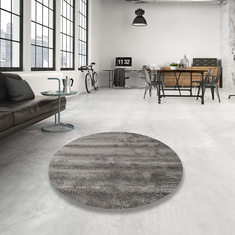 Tapis bleu ciel contemporain, Rond 7 pi