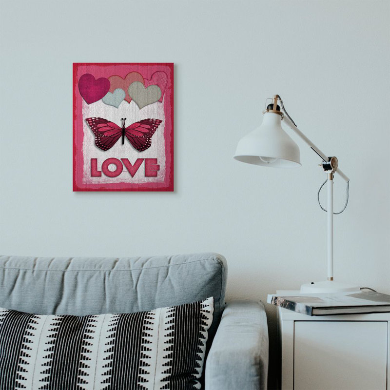 « papillon love design », impression sur toile, Toile tendue, H 20 po x l 16 po