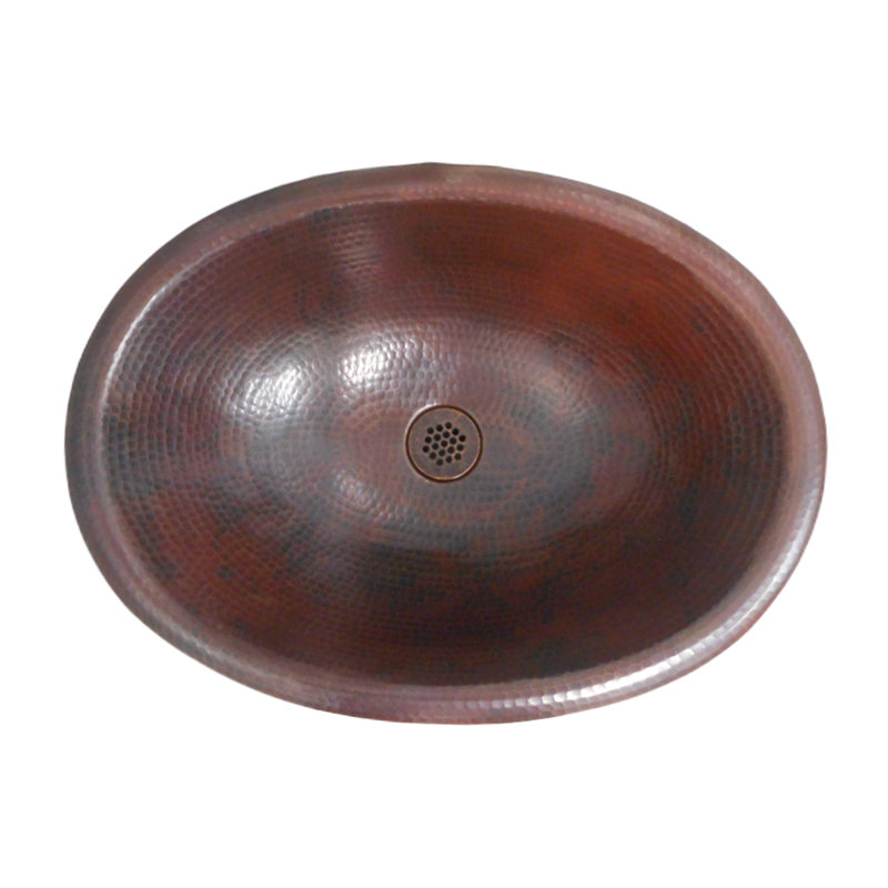 19" Oval Copper Bathroom Sink Dual Mount with Grid Drain