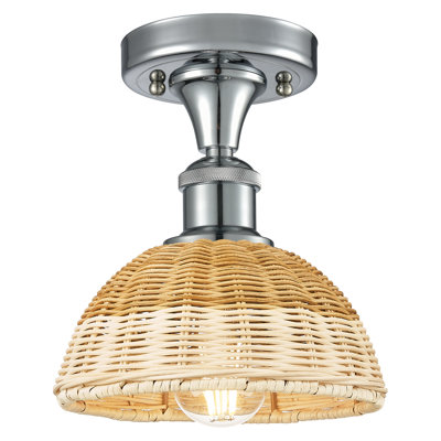 Ballston - Bristol Natural II - 1 Light 8" Semi-Flush Mount - Polished Chrome Finish - Natural Shade