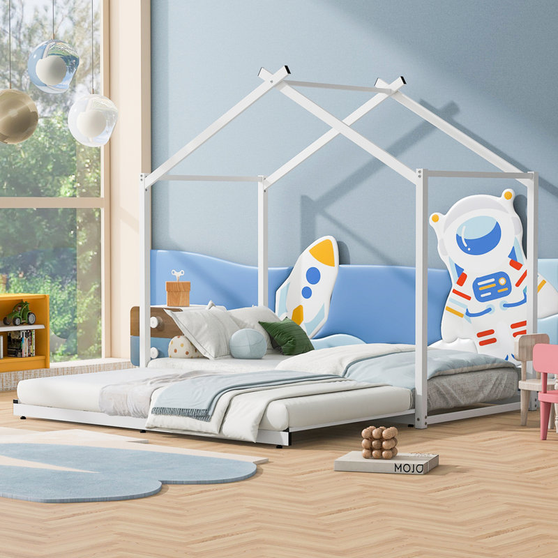 Lit plateforme en métal Ahmadnur, Blanc