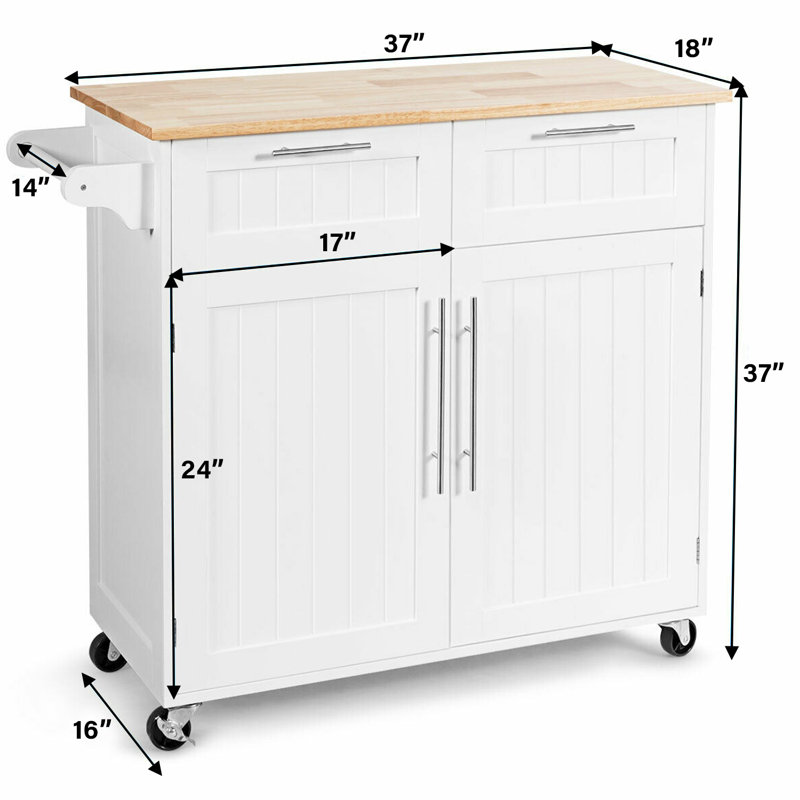 Criswell Solid Wood Top Kitchen Cart