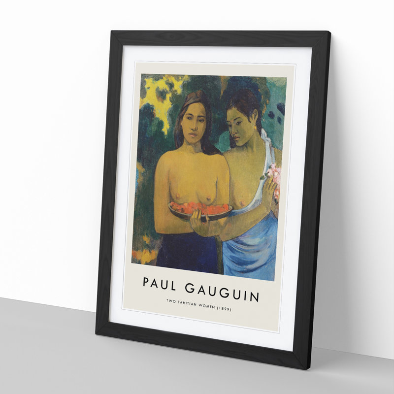 Two Tahitian Women by Paul Gauguin - Picture Frame Art Prints, 65cm H x 48cm W x 2cm D, Black
