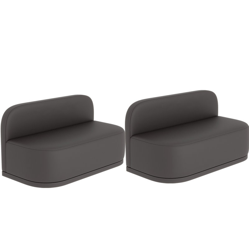 Ensemble de 2 bancs rembourrés en similicuir, Noir