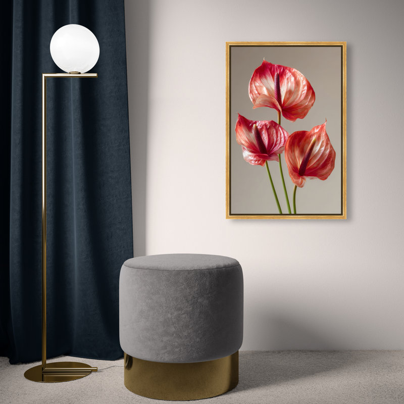 Crimson Silk Veins II Print by Oliver Gal, 17"H x 25"W, Gold Floater Frame