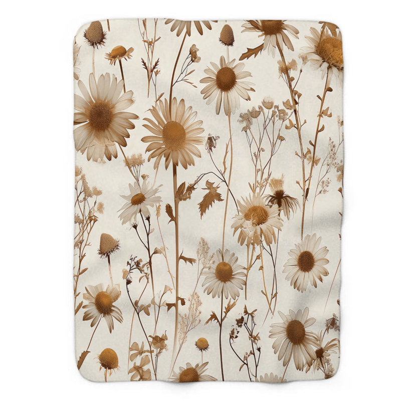 Old World Daisy Impressions - Jeté Sher 1 pièce Premium, L 60 po x L 80 po