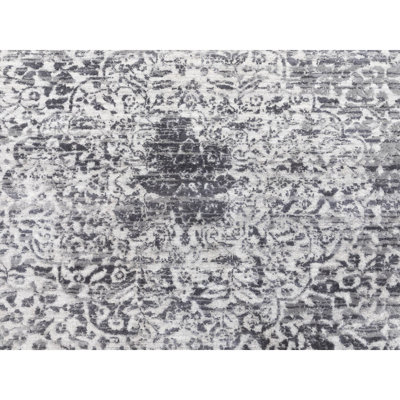 Tapis décoratif carré noué à la main gris New Age de conception unique 6 pi 2 po