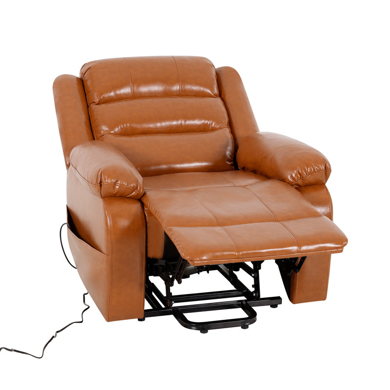 Faux Leather Lift Assist Power Recliner, Caramel Fuax Leather