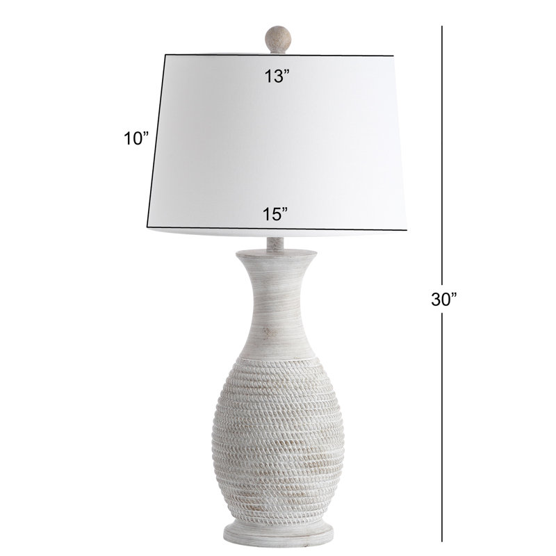 Gray and White Coastal Resin Table Lamp Set with Empire Shade