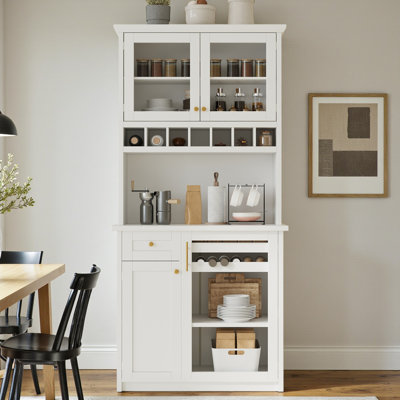 Freestanding Kitchen Pantry Cabinet, Multi-Functional Storage, Adjustable Shelving With Wine Rack, Contemporary Style, Dining & Living Room