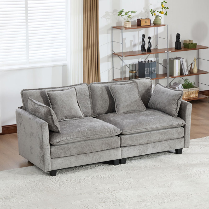 Très grand canapé modulaire Schmucker, H 33 po x l 78 po x P 35 po, Gris