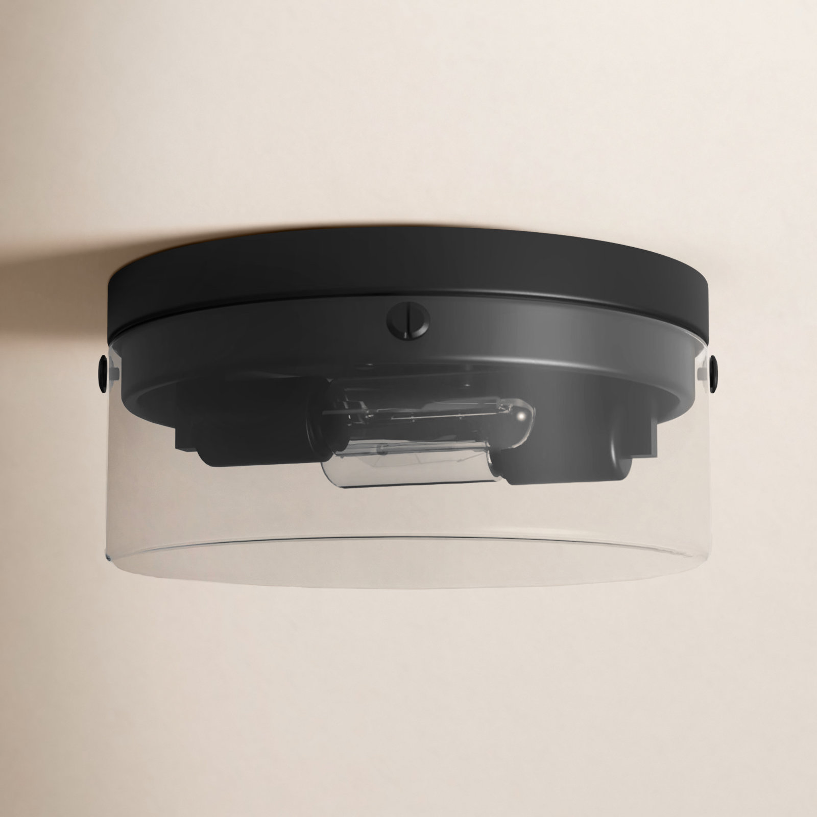 2 Light Glass Flush Mount, 5.5" H x 11.38" W x 11.38" D