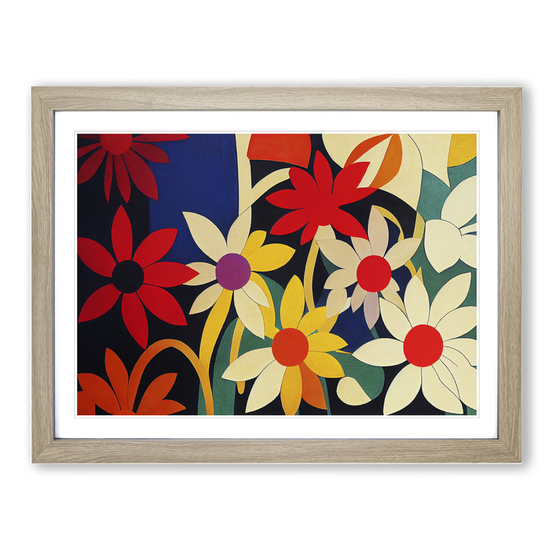 XH1022-634X An Extravagant Abstract Flowers - Single Picture Frame Painting, Oak, 46cm H x 64cm W x 2cm D