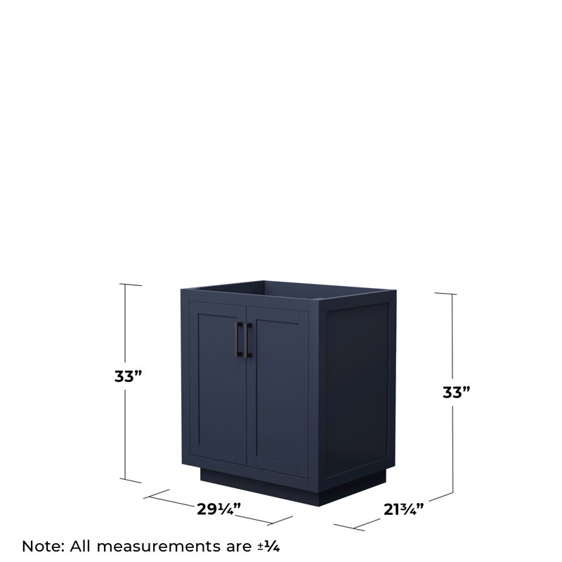 Base de meuble-lavabo simple autoportante 29,25 po Miranda seulement, Bleu foncé / noir mat