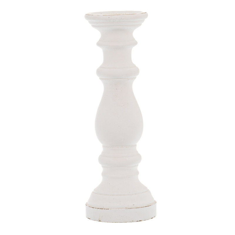 Concrete / Cement Tabletop Candlestick, 38cm H x 14cm W x 14cm D, White