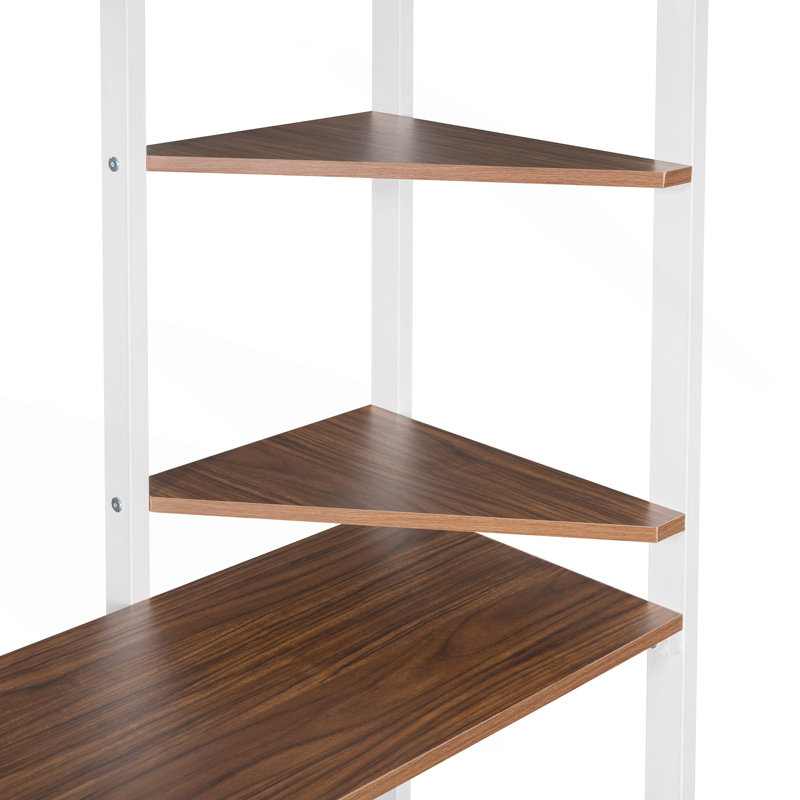Lit mezzanine simple en métal avec 2 tablettes et un bureau, blanc, Blanc