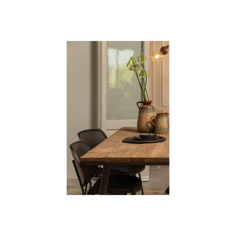 Solid Wood Top Metal Base Dining Table