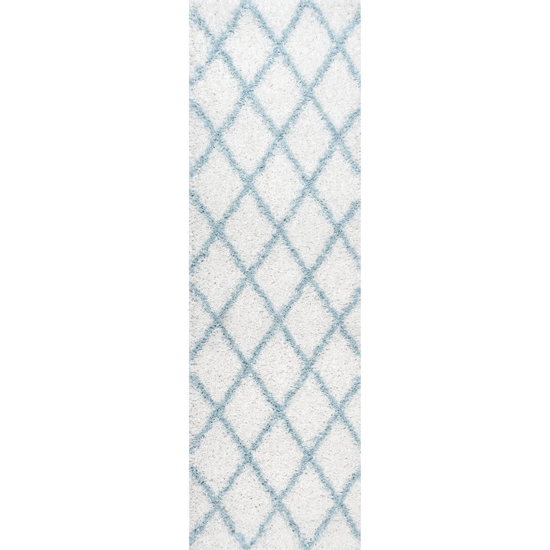 Geometric Ivory Area Rug, Runner 2'8" x 8'