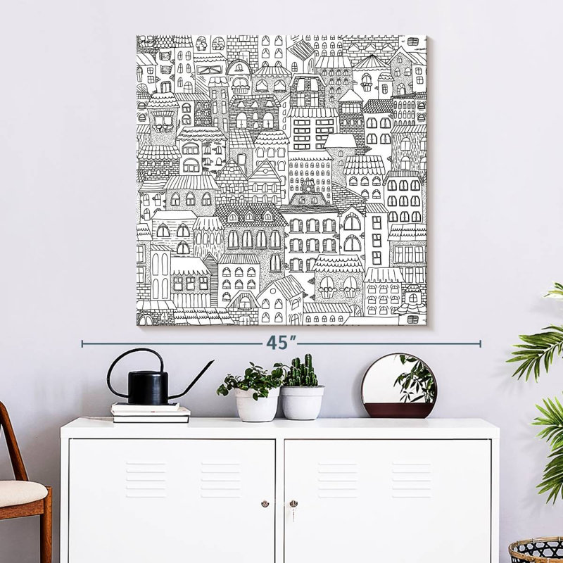 Lilie Houses In Town, 33" H x 33" W