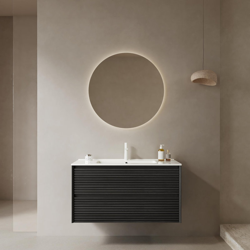 Meuble-lavabo mural 30 po avec lavabo, Chêne clair, 24"