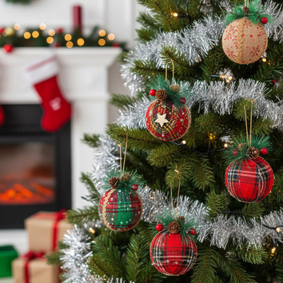 8cm Fabric Trees & Wreaths Bauble