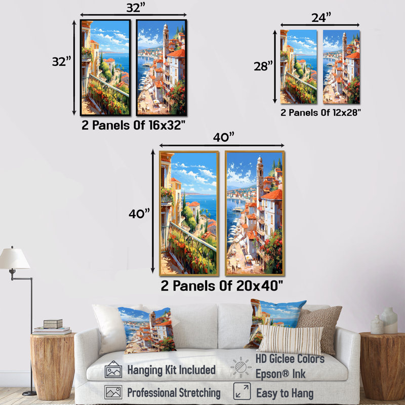 «Beautiful Scenery In Italy», ensemble d'art mural sur toile Italie, Toile tendue, H 28 po x l 25 po