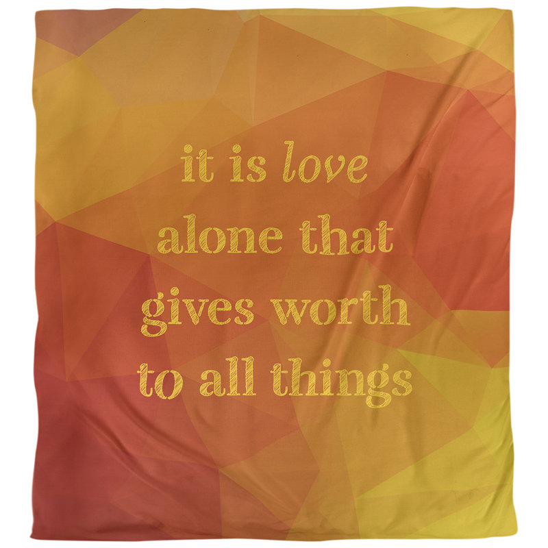 Housse de couette à simple citation inspiration love, Housse de couette pour très grand lit, Jaune ambre
