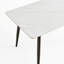 Table de salle à manger moderne rectangulaire de 1,4 m avec base en métal unique pour la cuisine et les autres pièces, plateau de table en céramique frittée blanche, coin chauffant, rayé et arrondi, pieds en or noir, look minimaliste, rapide-1064064649