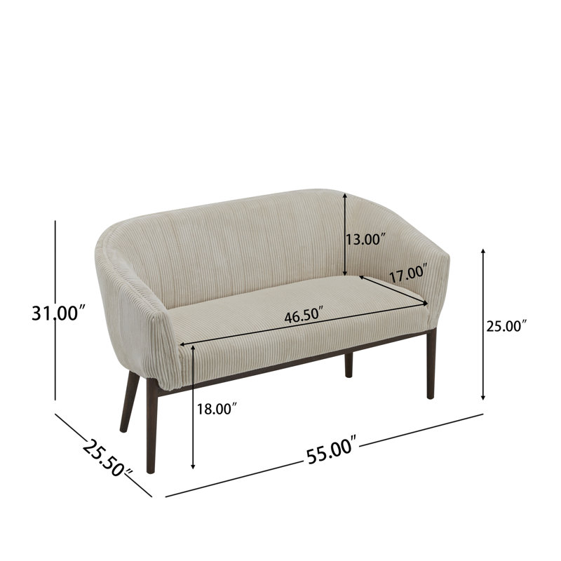 Kerby Recessed Arm Loveseat, Beige