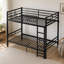 Lit superposé en métal noir de 78 po x 66,1 po x 40,9 po avec échelle et garde-corps hauts; lits simples simples; conception silencieuse avec espace de rangement sous le lit.