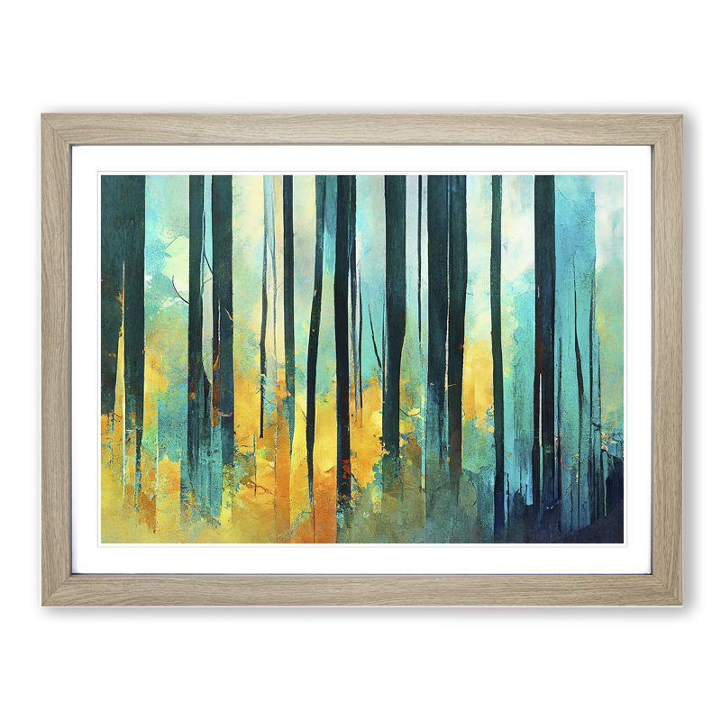 Awesome Abstract Forest Vol.5 - Single Picture Frame Painting, Oak, 46cm H x 64cm W x 2cm D