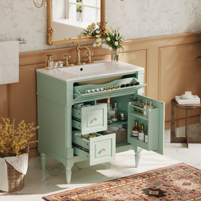 Meuble-lavabo 30 po avec lavabo, vert