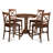 5 Piece Kitchen Counter Set Includes a Round Dining Room Table with Pedestal and 4 Dining Chairs, Mahogany-1157890558-1136093203