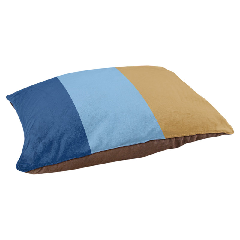 Coussin rectangulaire designer Kansas City, Grand (L 40 po x l 50 po), Bleu royal / bleu poudre / doré