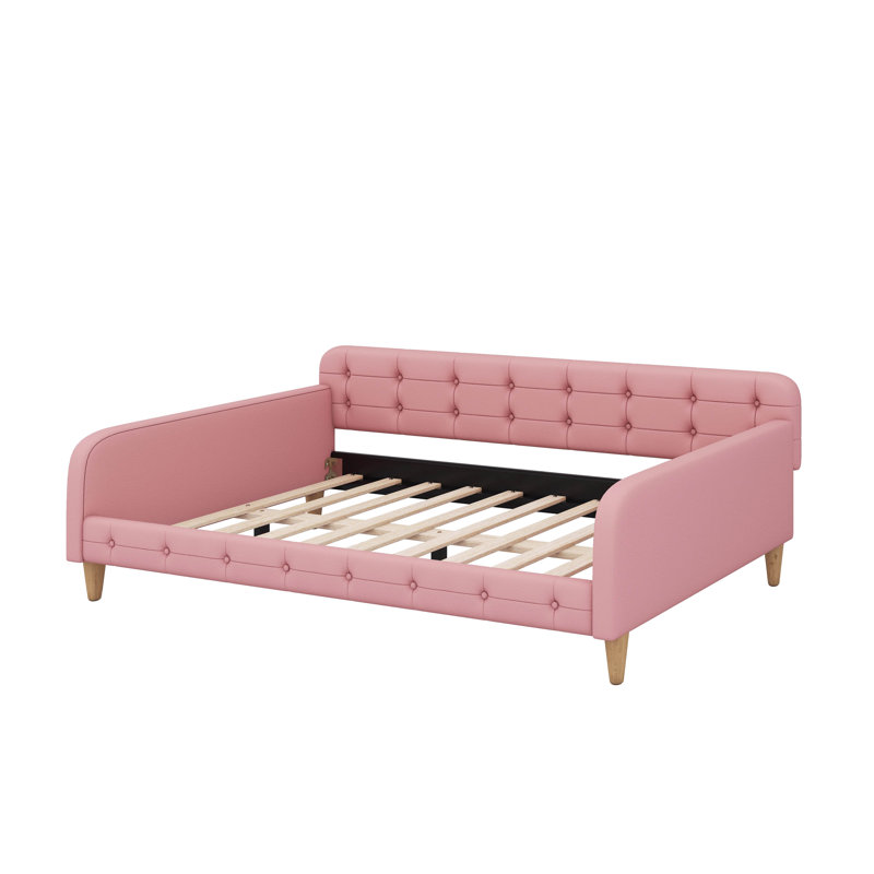 Upholstered Daybed With Legs, Full, Pink