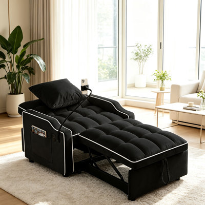 Fauteuil futon rembourré à dossier coussiné 35,43 po Harrsion