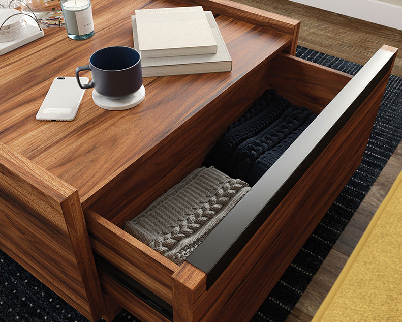 Table basse moderne carrée avec rangement, Brun