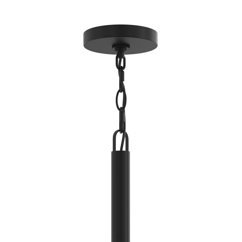 Mack Chandelier with Layered Glass Shades, Matte Black, 6