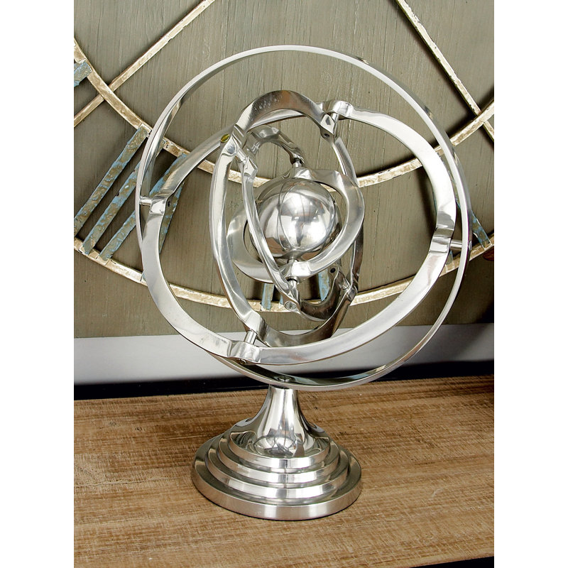 Adylin Aluminum Metal Compass Educational Globe, Silver