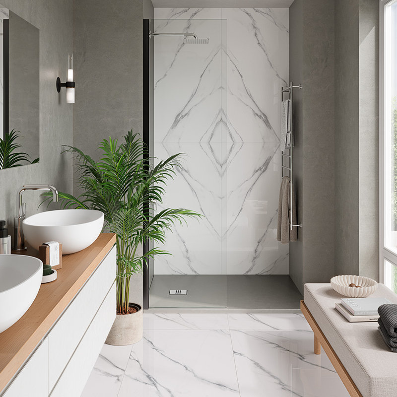Halo 24X48 Carrara, White/Gray