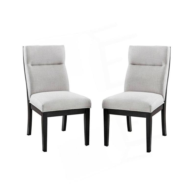 Ensemble de 2 chaises modernes à finition bicolore beige et noire avec pieds fuselés et coussins rembourrés en similicuir